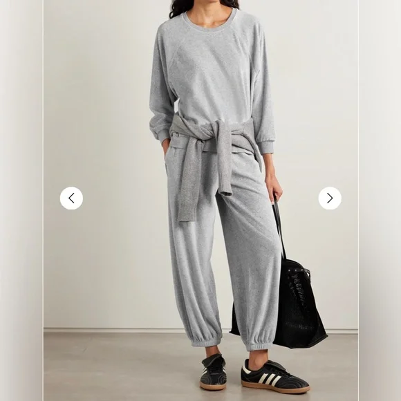 SUZIE KONDI Samos cotton-blend velour sweatshirt and sweatpants set size S - Picture 1 of 12